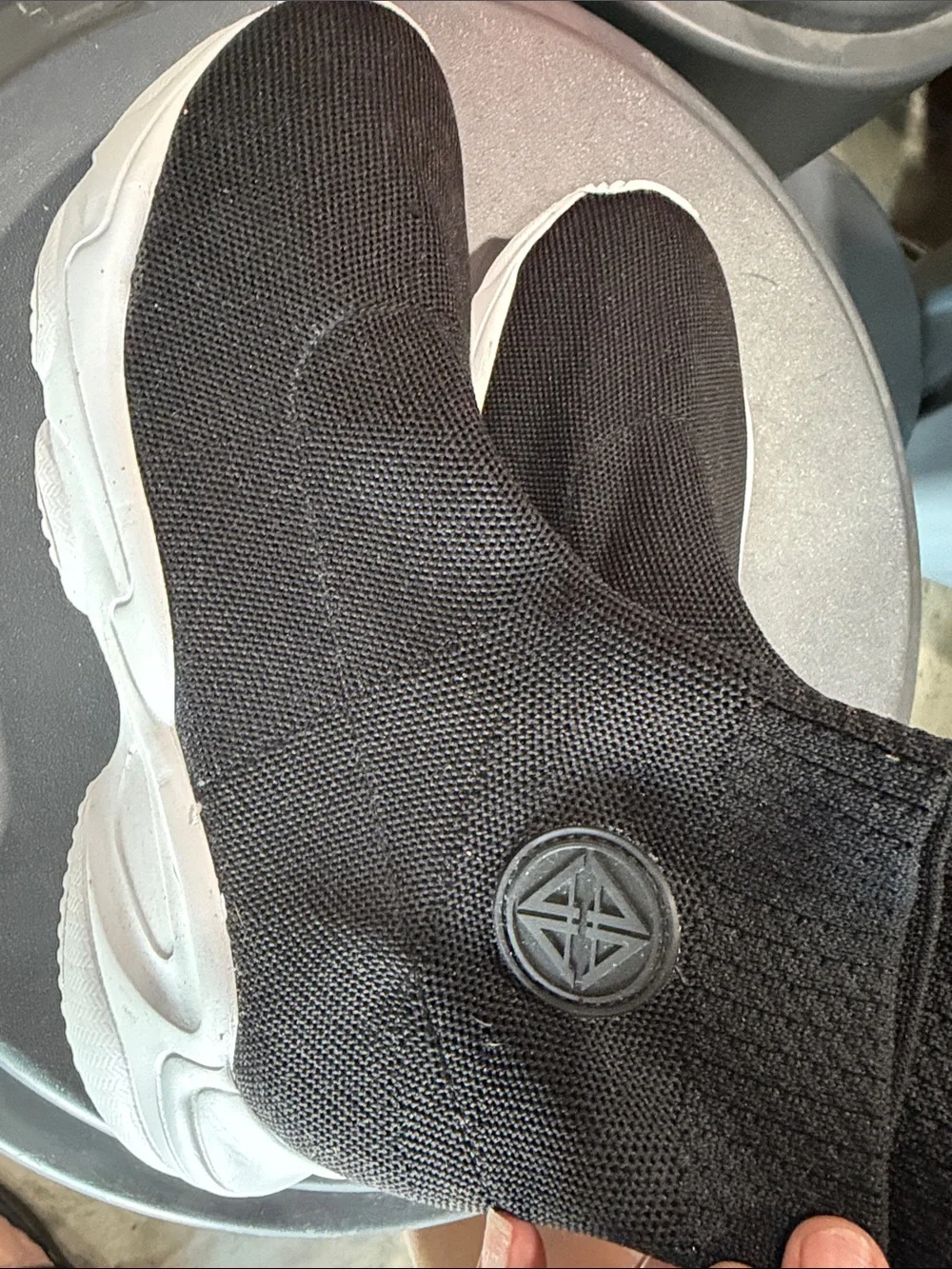 ANTONIO MELANI Black Knit Slip-On Sneaker with White Accents